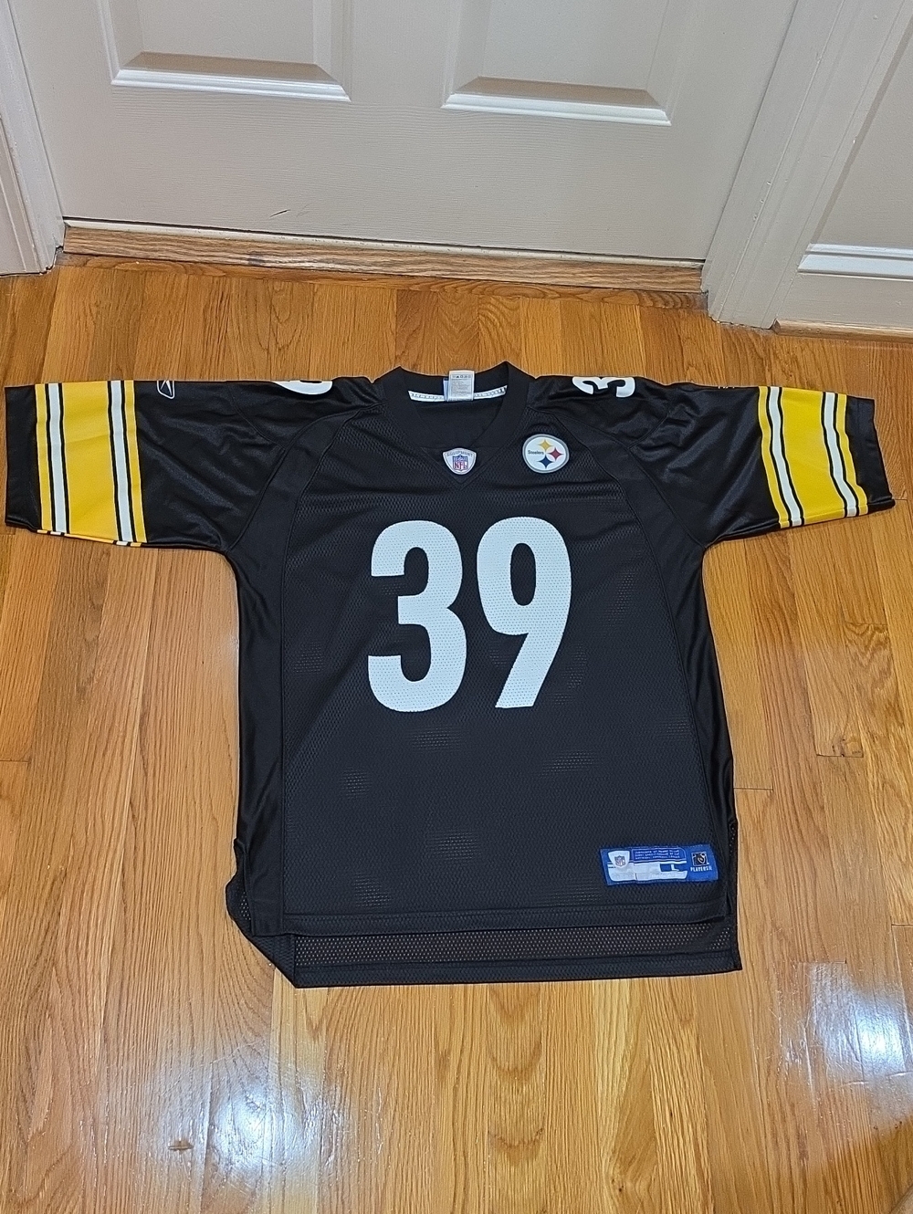 Reebok Pittsburgh Steelers Black Home Jersey Feature: Willie Parker #39 - Size L